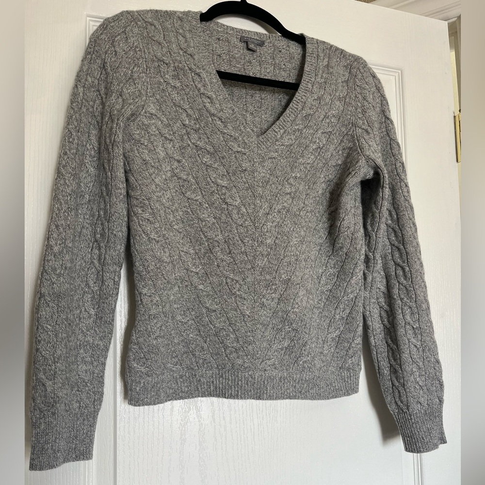 Vtg ANN TAYLOR Womens 100% Cashmere Cable Knit Sweater cable knit gray M